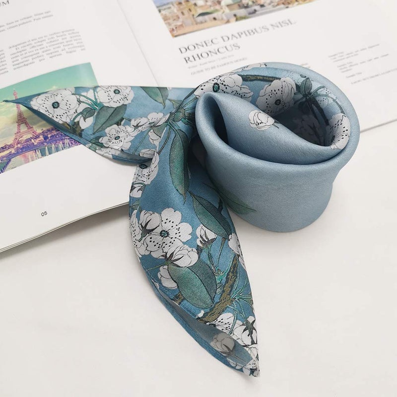 FONYVE 100% Mulberry Silk Scarfs for Women - Lightweight Square Satin Head Scarf - Small Silk Hair Scarf for Sleeping 21" x 21" - Image 4